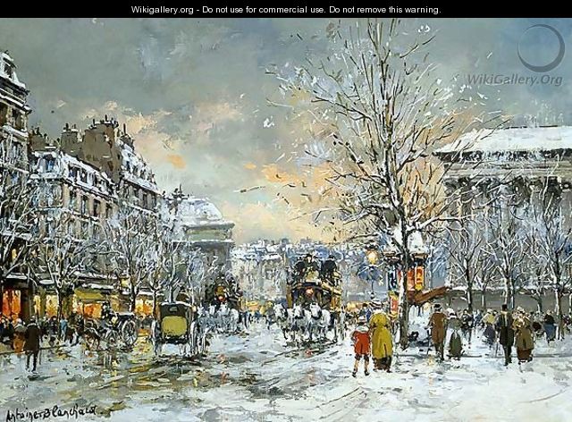 Omnibus at the Place de la Madeleine Winter - Agost Benkhard