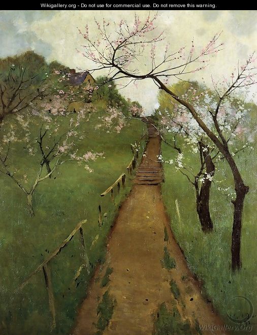 Spring Landscape with a Farmer and White Horse 1892 - Arthur Wesley Dow