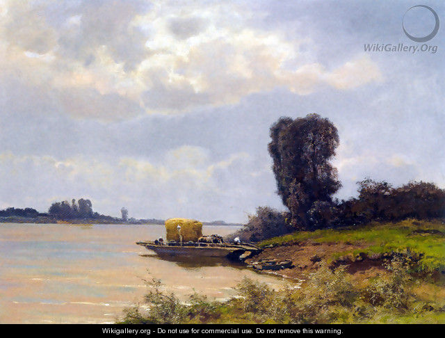 A Ferry In A Summer Landscape - Louis Apol