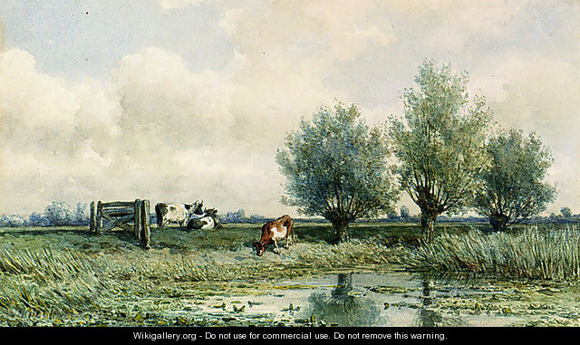 A Summer Landscape With Grazing Cows 2 - Willem Roelofs