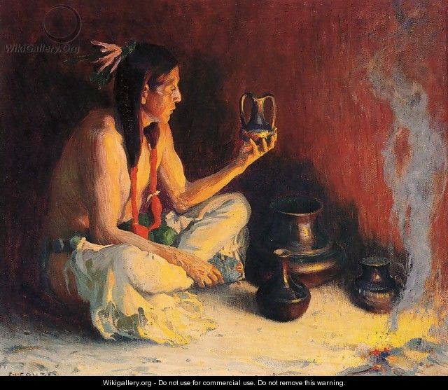 Taos Indian and Pottery - Eanger Irving Couse
