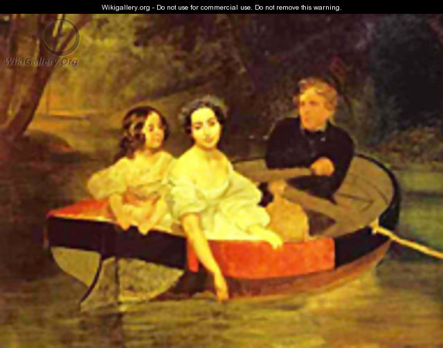 Self portrait with Baroness Ye N Meller Zakomelskaya and a Girl in a Boat Unfinished 1833 1835 - Julia Vajda
