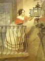 Italian Woman Lightning a Lamp in front of the Image of Madonna - Jules Elie Delauney