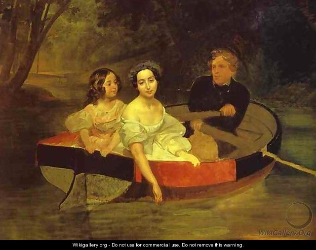 Self portrait with Baroness Ye N Meller Zakomelskaya and a Girl in a Boat - Jules Elie Delauney