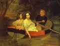 Self portrait with Baroness Ye N Meller Zakomelskaya and a Girl in a Boat - Jules Elie Delauney