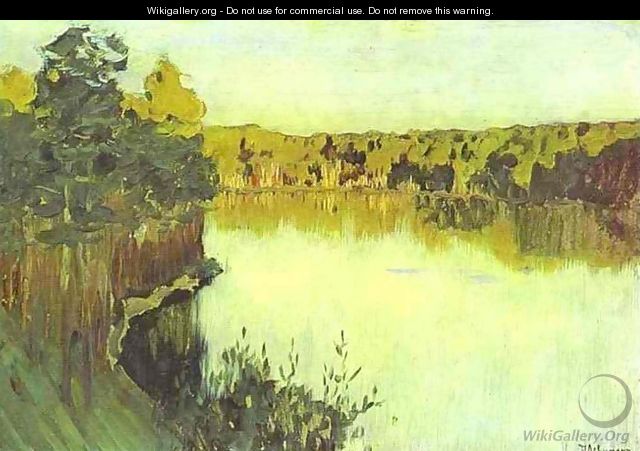 Sunset over a Forest Lake Study 1890 1899 - Isaak Ilyich Levitan