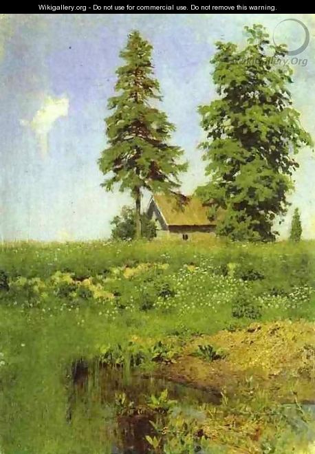 Small Hut in a Meadow Study - Isaak Ilyich Levitan