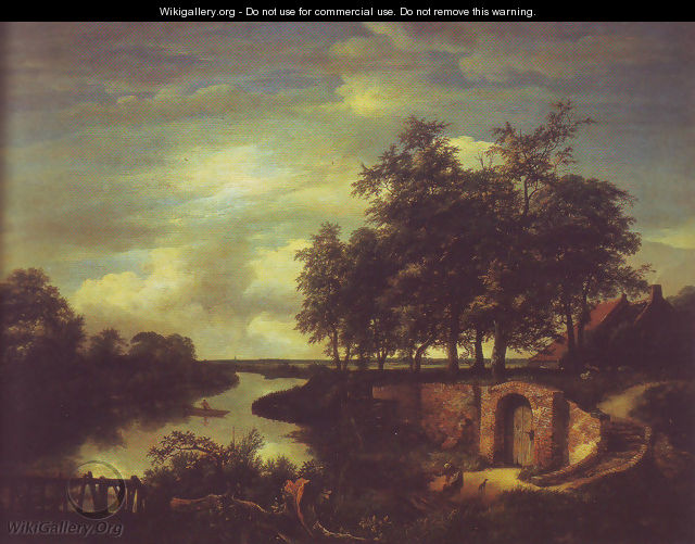River landscape with the entrance to a vault - Jacob Van Ruisdael