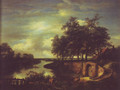 River landscape with the entrance to a vault - Jacob Van Ruisdael