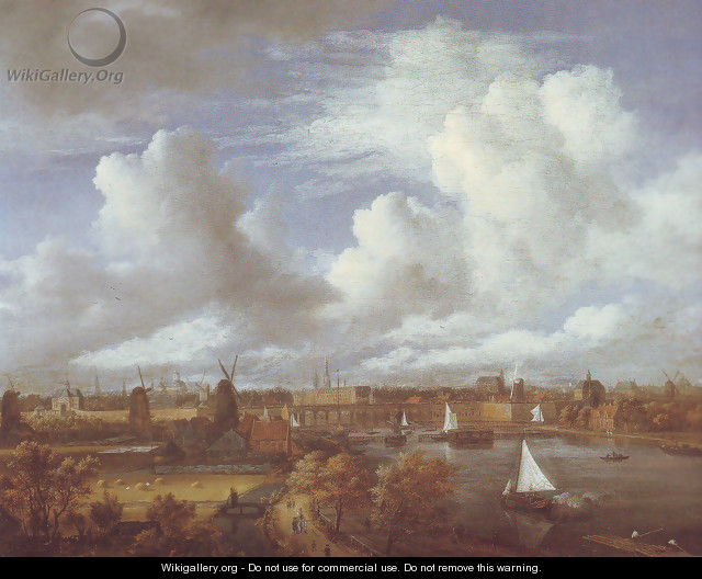 Panoramic view of the amstel looking towards amsterdam - Jacob Van Ruisdael