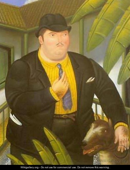 Man With Dog 1989 - Fernando Botero