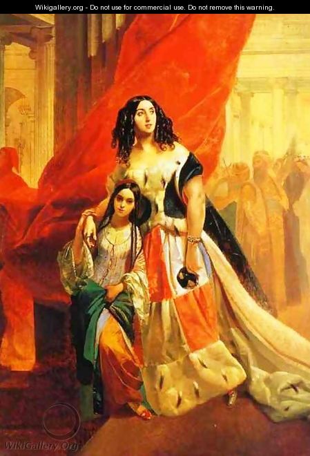 Portrait of Countess Yu P Samoilova and Her Ward Amacilia Pacini Leaving a Ball 1842 - Julia Vajda