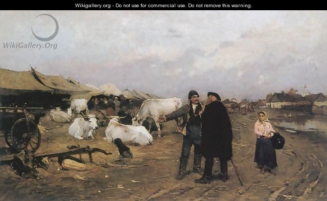 Market Scene 1880s - Lajos Deak-Ebner