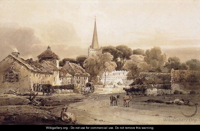 Village Street and Church Spire 2 - Thomas Girtin