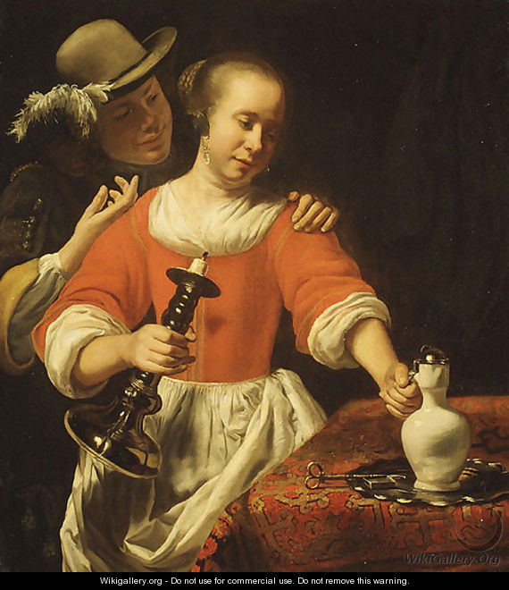 A Young Woman and a Cavalier probably early 1660s - Cornelis Bisschop