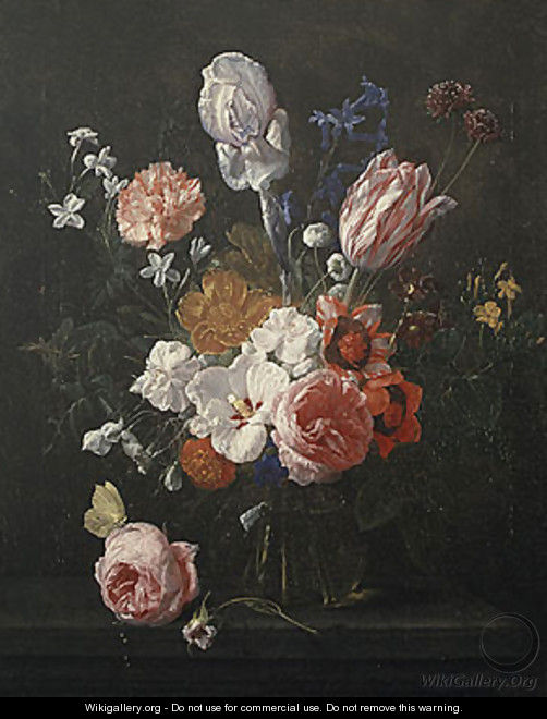 A Bouquet of Flowers in a Crystal Vase 1662 - Nicolaes van Veerendael