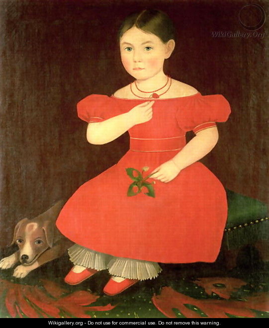 Portrait of a girl in a red dress - Ammi Phillips