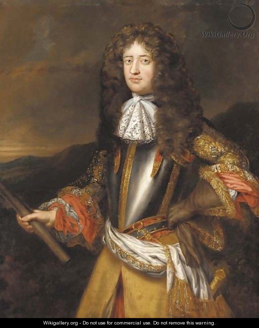 Portrait of Lord George Douglas, subsquently Earl of Dumbarton (1636 ()-1692), half-length, in a breastplate with an embroidered coat - (after) Henri Gascars