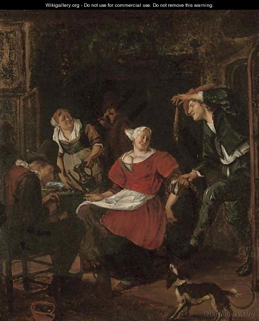Peasants merrymaking in an interior - (after) Jan Steen