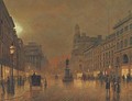 A busy street by night - (after) John Atkinson Grimshaw