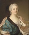 Portrait of the Empress Maria Theresa (1717-1780), half-length, in a fur-lined gown, her crown beside her - Etienne Liotard