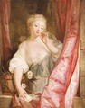 'Le Baiser envoye' A lady en deshabille holding a letter at a window - Jean Baptiste Greuze