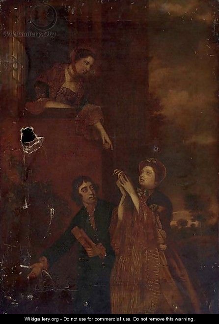 Charles James Fox, Lady Sarah Bunbury and Lady Susan Fox Strangeways in the gardens of Holland House - Sir Joshua Reynolds