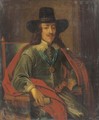Portrait of King Charles I, seated three-quarter-length, in a green jacket, red cloak and black hat - (after) Edward Bower