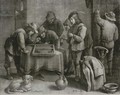 Peasants playing a game in an inn, by W. Vaillant - (after) David Teniers