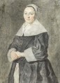 Portrait of a lady, small three quarter length, in a black dress with a white collar and white cuffs - (after) Frans Hals