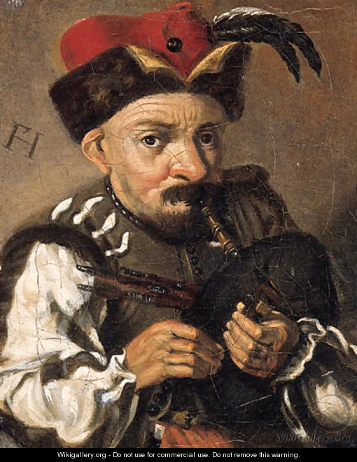 A man playing the bagpipes - (after) Frans Hals