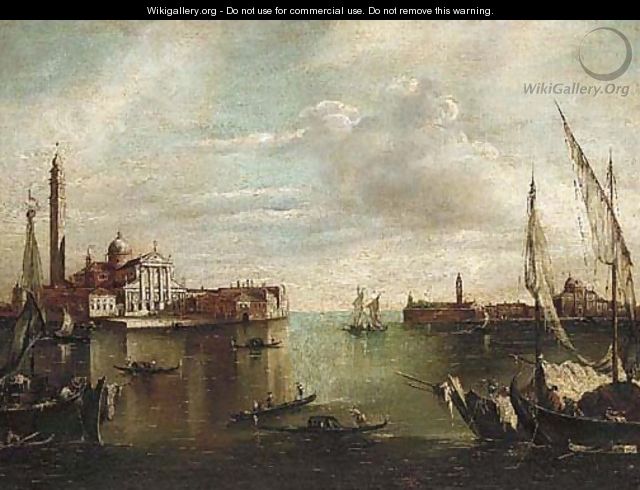 A busy waterway before St. Giorgio Maggiore, Venice - (after) Francesco Guardi