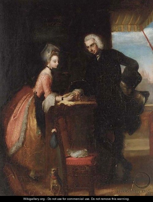 Yorick and Grisette at the haberdashers - (after) Gilbert Stuart Newton