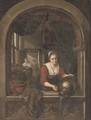 A girl with a water jug at a casement - (after) Gerrit Dou