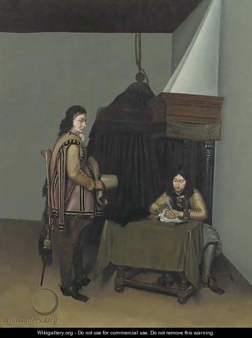 Two officers in a guardroom - (after) Gerard Terborch