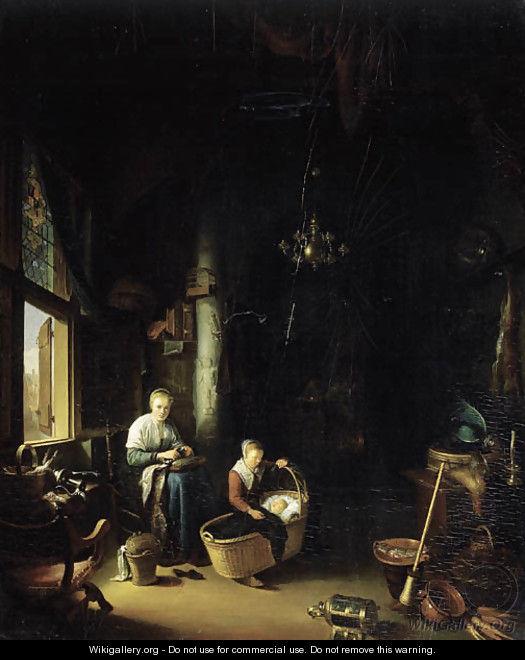 A mother and child in an interior - Gerrit Dou