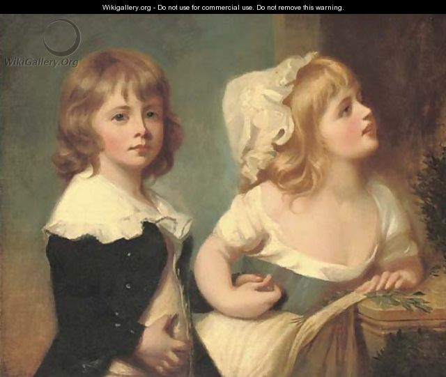 Double portrait of Henry Richard Greville (1779-1853), Lord Brooke (and later 3rd Earl of Warwick), and his sister Lady Elizabeth Greville (d.1806) - George Romney