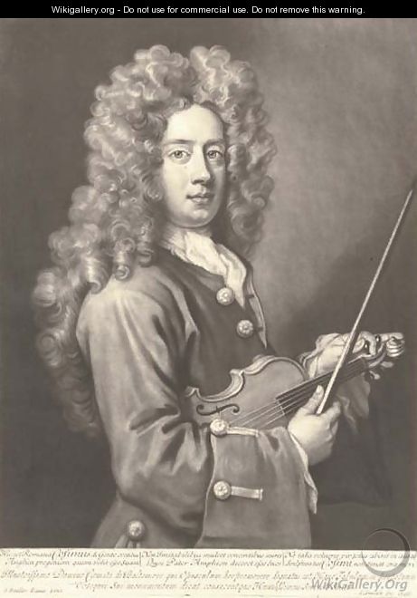 Cosins, (turning a violin) - (after) Kneller, Sir Godfrey