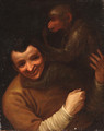 A man with a monkey - (after) Annibale Carracci