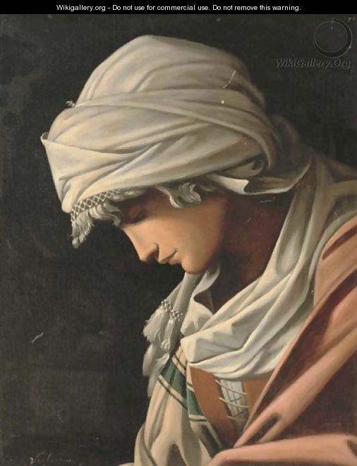 Portrait of an Ottoman, bust-length, in profile - (after) Baldassar Schidone