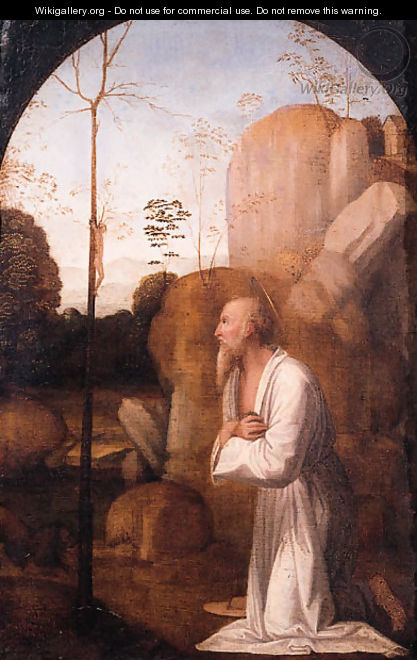The penitent Saint Jerome in a landscape, in a painted arch - Fra Bartolomeo