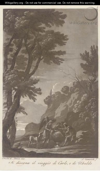 Classical and mythological figures in an Italianate landscape, by L. Caracciolo - (after) Claude Lorrain