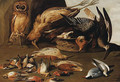 An owl on a perch with dead birds - Adriaen Geurtsz. Boogaert