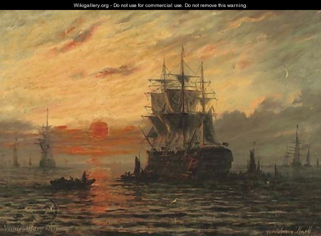 The flagship at dusk - Adolphus Knell