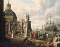 A capriccio of a Mediterranean harbour - Adriaen Verdoel