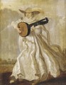 A lady dancing and playing the lute in a landscape - Adriaen Pietersz. Van De Venne