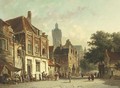A Dutch town on market day - Adrianus Eversen