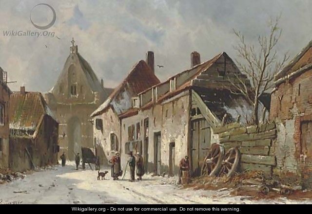 A Dutch street in winter - Adrianus Eversen