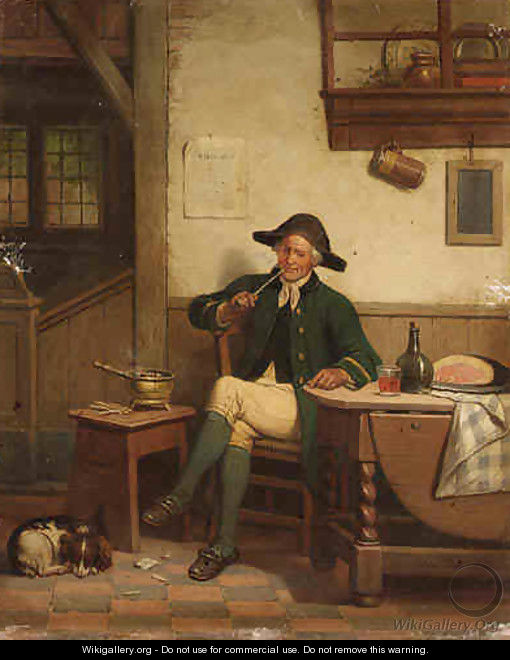 An Officer Smoking a Pipe - Adrien Ferdinand de Braekeleer