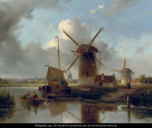 Windmills near Delft - Jacobus Adrianus Vrolijk